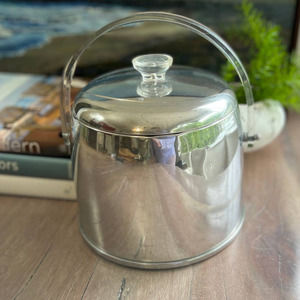 Mid Century Modern Vintage Kromax Silver Chrome Lucite Handle Ice Bucket EUC